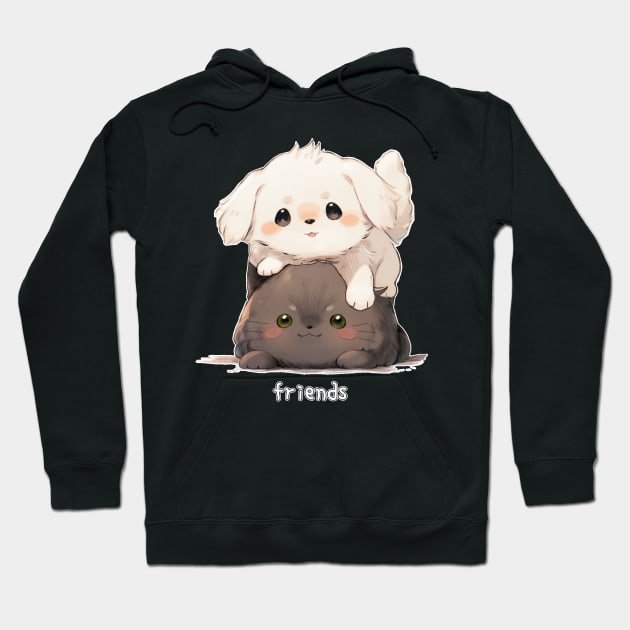 Friends Maltese Dog and Russian Blue Cat Hoodie by Underground Cargo